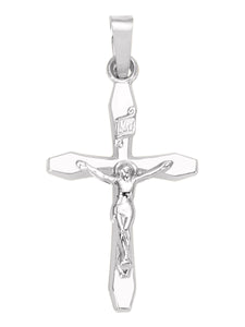 14KT White Gold - Cross with Crucifix - 5/8" X 7/8"