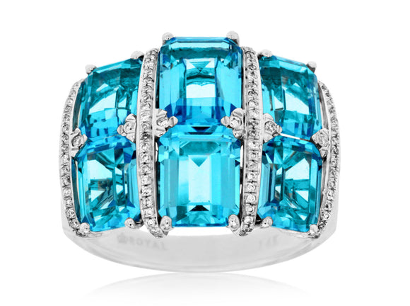 BLUE TOPAZ & DIAMOND RING (WC7650B)