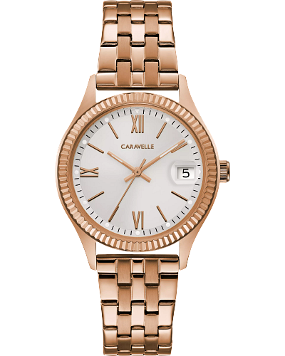 Caravelle rose gold watch discount