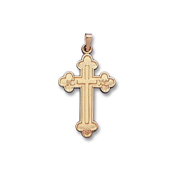 14 KT YELLOW GOLD ORTHODOX CROSS - SOLID - 1 3/8 X 3/4 - INCH