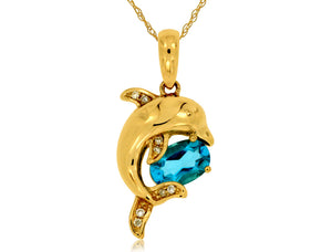 BLUE TOPAZ & DIAMOND PENDANT (C6924B)