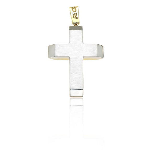 14K White Solid Gold Greek Cross 4.2 GR