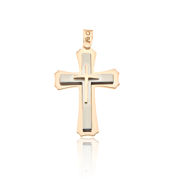 14K Yellow and White Gold Greek Cross 4.4 GR