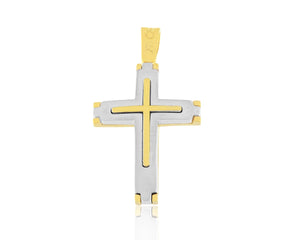 14K White and Yellow Solid Gold Greek Cross 3.6  GR