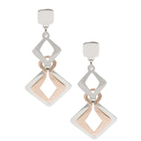 Sterling Silver Rose Gold plated square interlude earrings