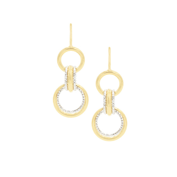 Sterling Silver Yellow Gold Plated Multi Ring Earrings