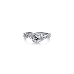 14K White Gold Round Halo Diamond Engagement Ring Gabriel & Co - ER9503W44JJ