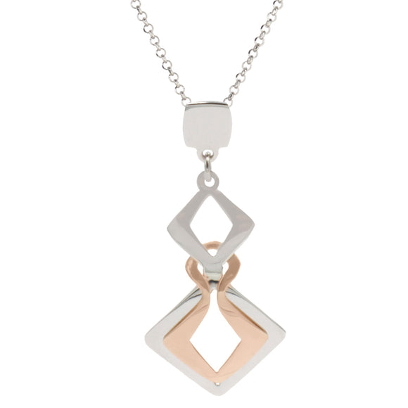 Sterling Silver and Rose Gold Plated Square Interlude Necklace