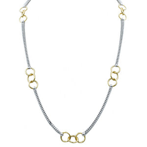 STERLING SILVER AND YELLOW GOLD PLATED CHAIN AND CIRCLES NECKLACE