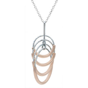 STERLING SILVER AND ROSE GOLD PLATED CIRCLE MIXER NECKLACE