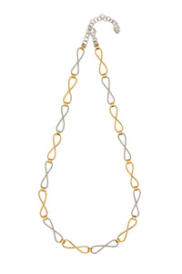 STERLING SILVER/ YELLOW GOLD PLATED ELONGATED INFINITY NECKLACE