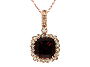 RHODOLITE & DIAMOND PENDANT (PC6619L)