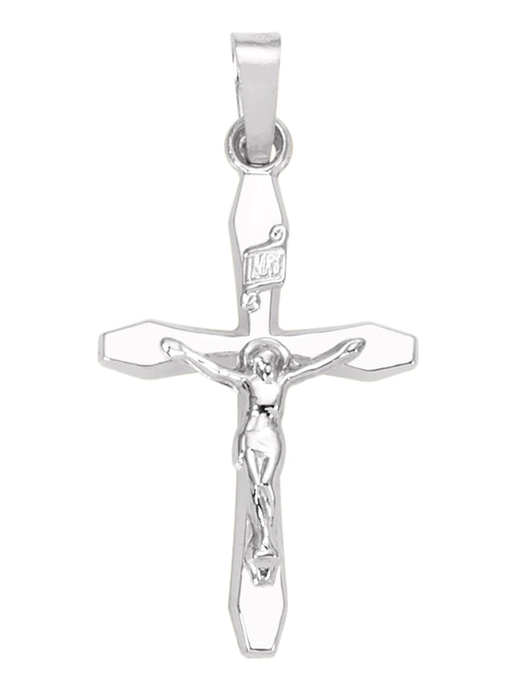 14KT White Gold - Cross with Crucifix - 5/8