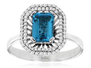 BLUE TOPAZ & DIAMOND RING (WC4296B)