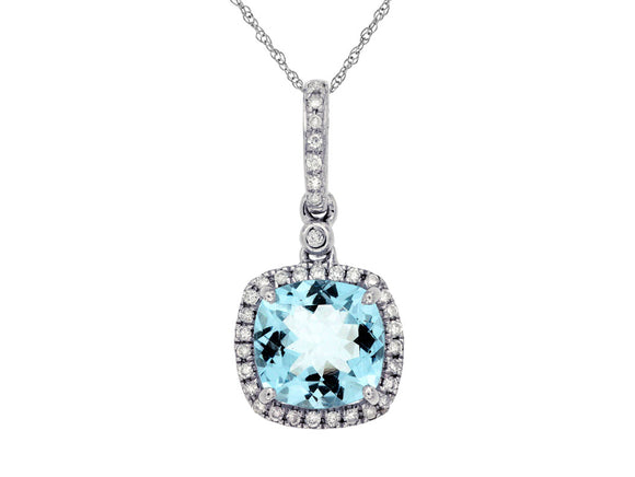 AQUAMARINE & DIAMOND PENDANT (WC6065Q)