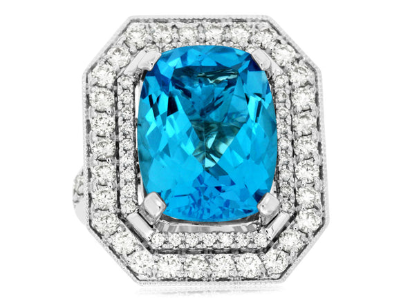 BLUE TOPAZ & DIAMOND RING (WC7312B)