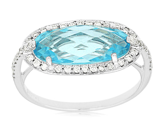 BLUE TOPAZ & DIAMOND RING (WC7376B)