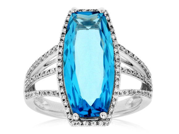 BLUE TOPAZ & DIAMOND RING (WC7397B)
