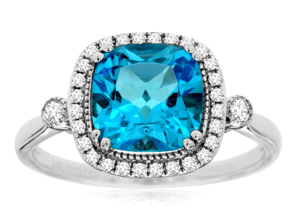 BLUE TOPAZ & DIAMOND RING (WC7496B)