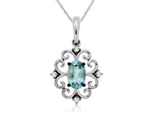 AQUAMARINE & DIAMOND PENDANT (WC7768Q)