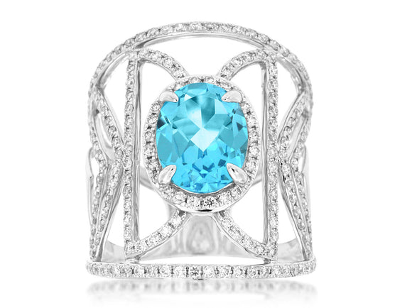 BLUE TOPAZ & DIAMOND RING (WC8116B)