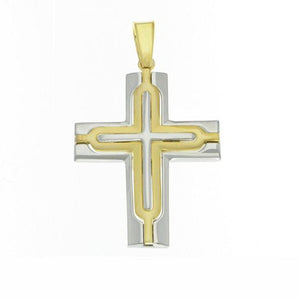 14K White and Gold Greek Cross 3.7GR